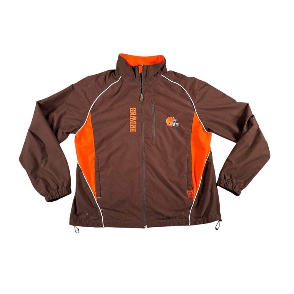 NFL Cleveland Browns Jacket Mens Large Brown Team Apparel Full Zip Lined Pockets